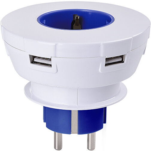 Ladekabel USB Plug , weiß-blau, Kunststoff, 8,00cm (Höhe), Bild 1