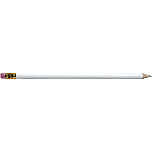 Bleistift 'White' Mit Radiergummi , weiss, Holz, 19,00cm (Länge), Bild 1