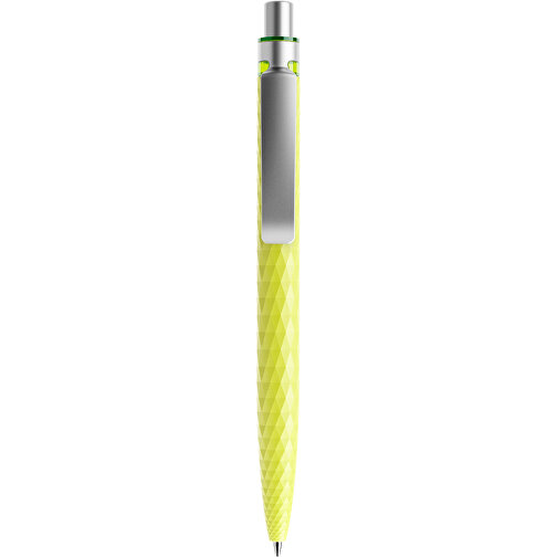 Prodir QS01 PMS Push Kugelschreiber , Prodir, gelbgrün/silber satiniert, Kunststoff/Metall, 14,10cm x 1,60cm (Länge x Breite), Bild 1