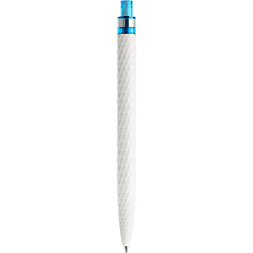Prodir QS01 PMS Push Kugelschreiber , Prodir, weiß/silber satiniert/cyanblau, Kunststoff/Metall, 14,10cm x 1,60cm (Länge x Breite), Bild 3