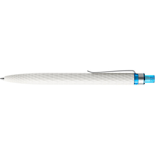 Prodir QS01 PMS Push Kugelschreiber , Prodir, weiß/silber satiniert/cyanblau, Kunststoff/Metall, 14,10cm x 1,60cm (Länge x Breite), Bild 5