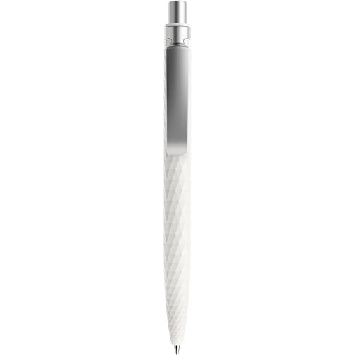 Prodir QS01 PMS Push Kugelschreiber , Prodir, weiß/silber satiniert, Kunststoff/Metall, 14,10cm x 1,60cm (Länge x Breite), Bild 1