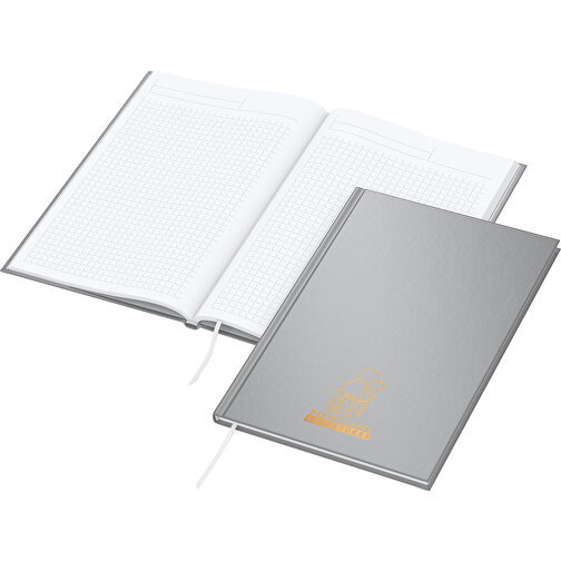 Notesbog Memo-Book A5 Bestseller, mat-sølv, digital silketryk, silketryk, Billede 1