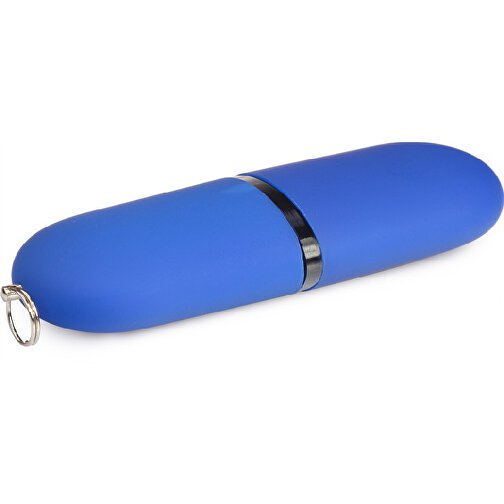 USB-Stick ROUND 64GB , Promo Effects MB , blau gummiert MB , 65 GB , Kunststoff MB , 3 - 10 MB/s MB , 6,20cm x 1,25cm x 2,40cm (Länge x Höhe x Breite), Bild 1