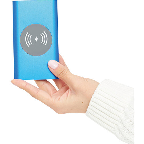 Powerbank WIRELESS POWER , blau, Aluminium / Silikon / Kunststoff, 12,20cm x 1,00cm x 7,00cm (Länge x Höhe x Breite), Bild 10