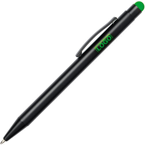 Alu-Kugelschreiber BLACK BEAUTY , grün, schwarz, Aluminium / Kunststoff, 14,00cm (Länge), Bild 2
