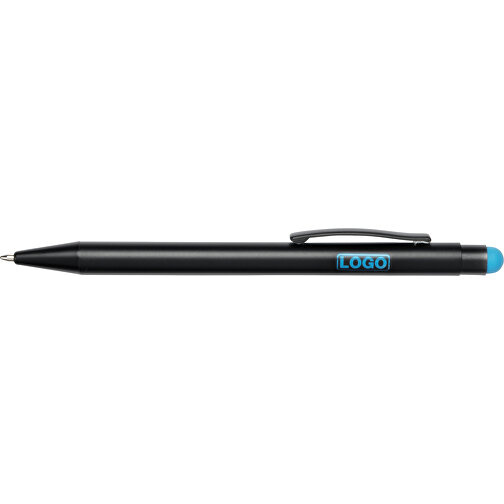 Alu-Kugelschreiber BLACK BEAUTY , hellblau, schwarz, Aluminium / Kunststoff, 14,00cm (Länge), Bild 3