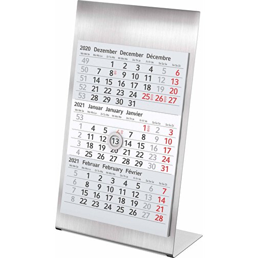 Tisch-Aufstellkalender Desktop 3 Steel Bestseller, 1-Jahre , hellgrau, rot, Edelstahl, 23,00cm x 10,50cm (Länge x Breite), Bild 2