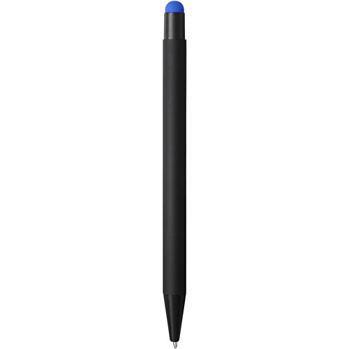 Dax Gummi-Stylus-Kugelschreiber , schwarz / royalblau, ABS Kunststoff, Metall, 14,00cm (Länge), Bild 2