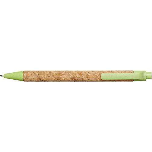 Midar Kugelschreiber Aus Kork Und Weizenstroh , Green Concept, natur / apfelgrün, Kork, Weizenstroh, Kunststoff, 14,00cm (Länge), Bild 3