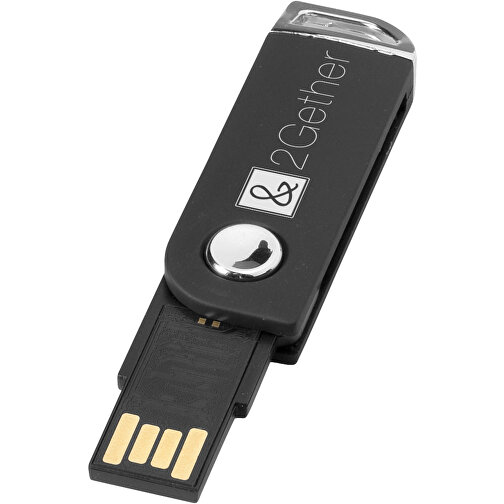 Swivel Rectangular USB-Stick , schwarz MB , 1 GB , Kunststoff MB , 5,40cm x 1,70cm x 0,70cm (Länge x Höhe x Breite), Bild 2