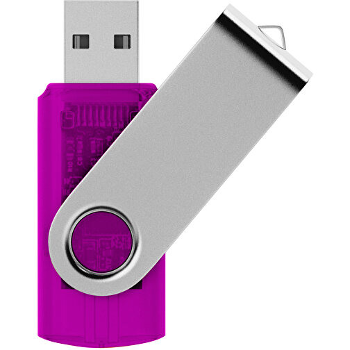 Rotate Transculent USB-Stick , rosa MB , 16 GB , Kunststoff, Aluminium MB , 5,80cm x 1,90cm x 1,00cm (Länge x Höhe x Breite), Bild 1