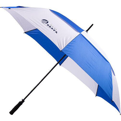 Golfregenschirm , blau/weiss, Polyester/Glaswolle, 110,00cm x 145,00cm (Länge x Breite), Bild 1