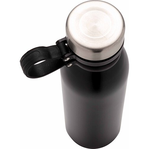 Kupfer-Vakuumisolierte Flasche Mit Trageriemen, Schwarz , schwarz, Edelstahl, 25,50cm (Höhe), Bild 3