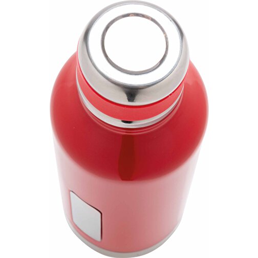 Auslaufsichere Vakuumflasche Mit Logoplatte, Rot , rot, Edelstahl, 20,30cm (Höhe), Bild 4