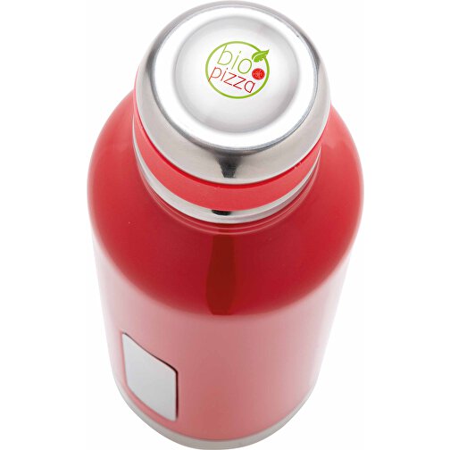 Auslaufsichere Vakuumflasche Mit Logoplatte, Rot , rot, Edelstahl, 20,30cm (Höhe), Bild 8