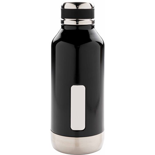 Auslaufsichere Vakuumflasche Mit Logoplatte, Schwarz , schwarz, Edelstahl, 20,30cm (Höhe), Bild 2
