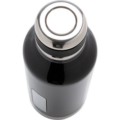Auslaufsichere Vakuumflasche Mit Logoplatte, Schwarz , schwarz, Edelstahl, 20,30cm (Höhe), Bild 4