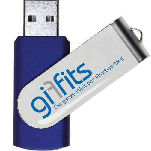 USB-Stick SWING DOMING 64GB , Promo Effects MB , blau metallic MB , 65 GB , Kunststoff/ Aluminium MB , 3 - 10 MB/s MB , 5,70cm x 1,00cm x 1,90cm (Länge x Höhe x Breite), Bild 1