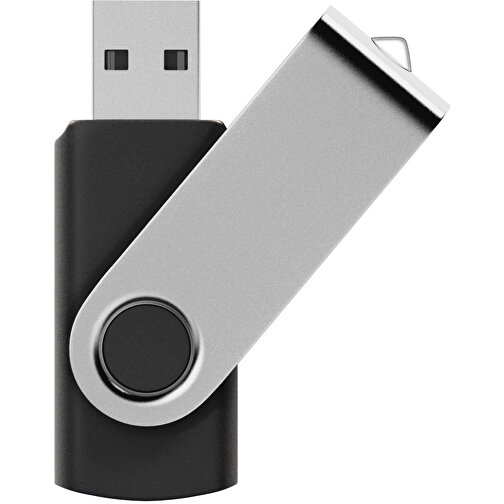 USB-Stick SWING Color 2.0 64 GB , Promo Effects MB , schwarz / silber MB , 65 GB , Kunststoff, Metall MB , 5,80cm x 1,09cm x 1,90cm (Länge x Höhe x Breite), Bild 1