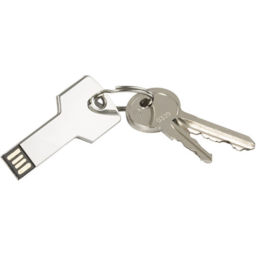 USB-Stick Schlüssel 2.0 64GB , Promo Effects MB , silber MB , 65 GB , Metall MB , 3 - 10 MB/s MB , 5,70cm x 2,40cm (Länge x Breite), Bild 2