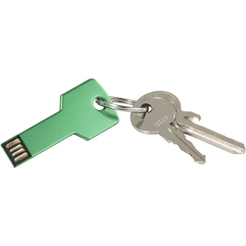 USB-Stick Schlüssel 2.0 64GB , Promo Effects MB , grün MB , 65 GB , Metall MB , 3 - 10 MB/s MB , 5,70cm x 2,40cm (Länge x Breite), Bild 2
