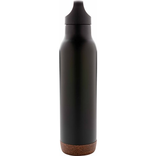Auslaufsichere Vakuum-Flasche Mit Kork, Schwarz , schwarz, Edelstahl, 29,00cm (Höhe), Bild 3