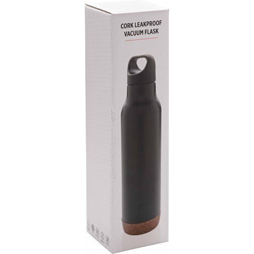 Auslaufsichere Vakuum-Flasche Mit Kork, Schwarz , schwarz, Edelstahl, 29,00cm (Höhe), Bild 5