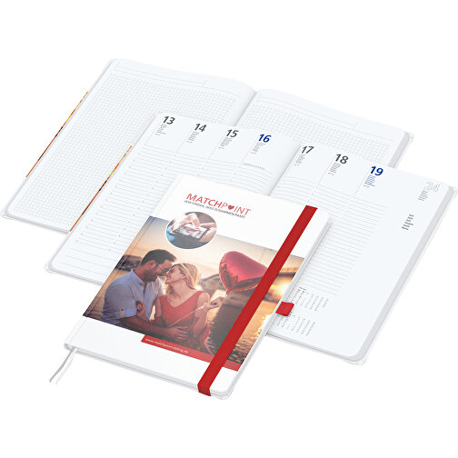 Buchkalender Match-Hybrid White Bestseller A4, Cover-Star Matt, Rot , rot, Schreibpapier 90 g/m², 29,70cm x 21,00cm (Länge x Breite), Bild 1