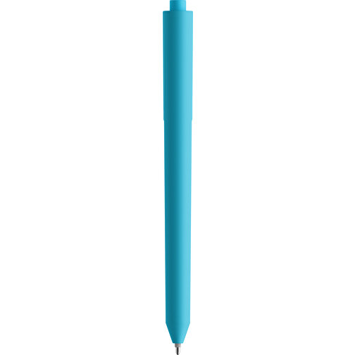 Pigra P03 Soft Touch Push Kugelschreiber , hellblau, ABS-Kunststoff, 14,00cm x 1,30cm (Länge x Breite), Bild 2