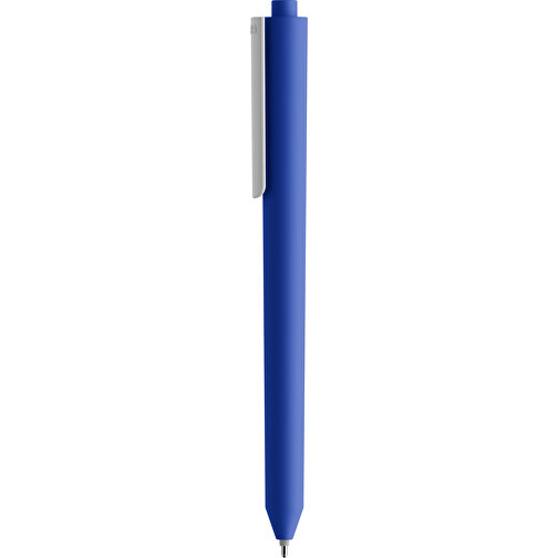 Pigra P03 Soft Touch Push Kugelschreiber , dunkelblau / weiß, ABS-Kunststoff, 14,00cm x 1,30cm (Länge x Breite), Bild 1