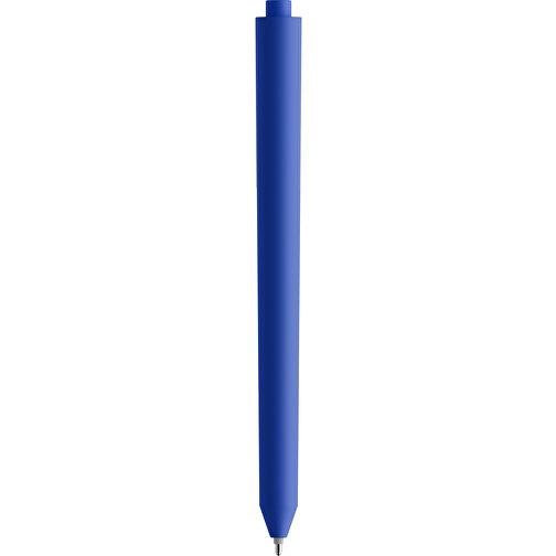 Pigra P03 Soft Touch Push Kugelschreiber , dunkelblau / weiß, ABS-Kunststoff, 14,00cm x 1,30cm (Länge x Breite), Bild 2