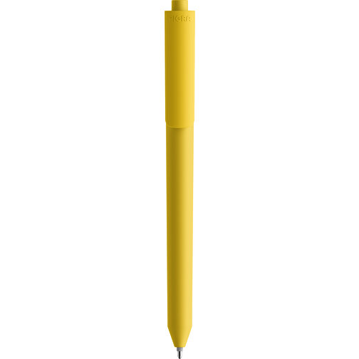 Pigra P03 Soft Touch Push Kugelschreiber , gelb, ABS-Kunststoff, 14,00cm x 1,30cm (Länge x Breite), Bild 3