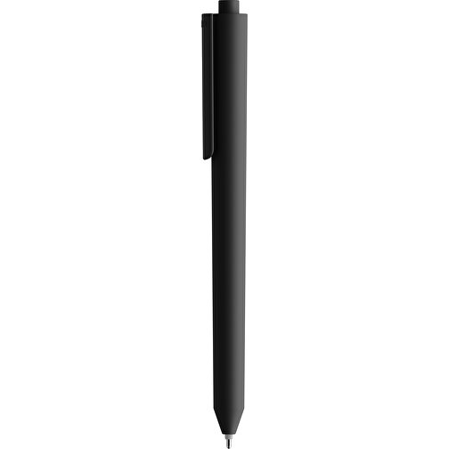 Pigra P03 Soft Touch Push Kugelschreiber , schwarz, ABS-Kunststoff, 14,00cm x 1,30cm (Länge x Breite), Bild 1