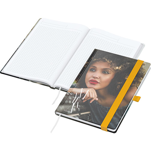Notizbuch Match-Book White Bestseller A5 Cover-Star Matt-individuell, Gelb , gelb, Hochweisses Schreibpapier 90 g/m², 21,00cm x 14,80cm (Länge x Breite), Bild 1