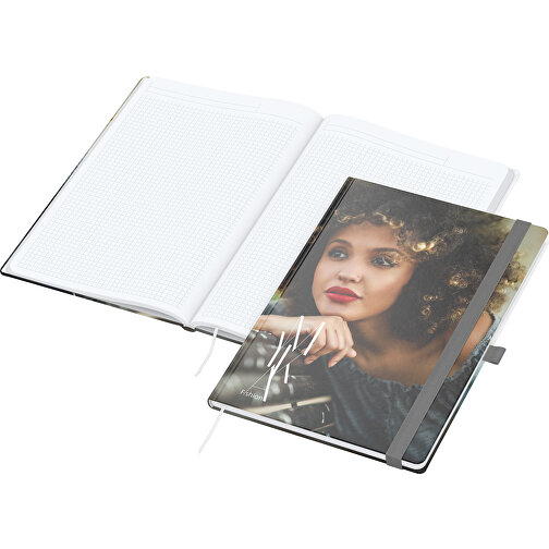 Notizbuch Match-Book White Bestseller A4 Cover-Star Matt-individuell, Silbergrau , silbergrau, Hochweißes Schreibpapier 90 g/m², 29,70cm x 21,00cm (Länge x Breite), Bild 1
