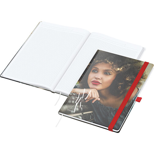 Notizbuch Match-Book White Bestseller A4 Cover-Star Matt-individuell, Rot , rot, Hochweisses Schreibpapier 90 g/m², 29,70cm x 21,00cm (Länge x Breite), Bild 1