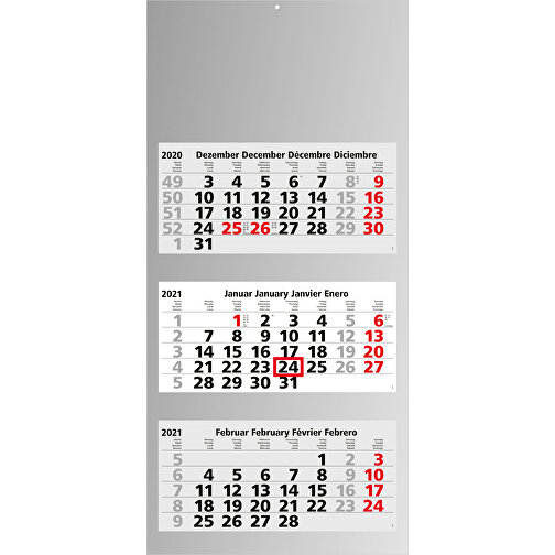 3-Monats-Kalender Maxi Light 3 X.press , hellgrau, rot, 70,00cm x 33,00cm (Länge x Breite), Bild 2