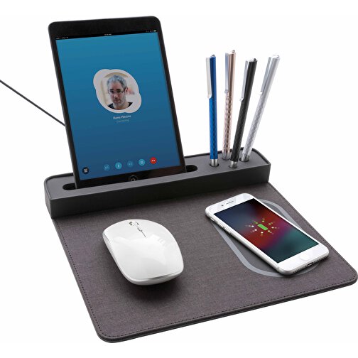 Air Mousepad Mit 5W Wireless Charger Und USB, Schwarz , schwarz, Polyester, 27,00cm x 3,00cm (Länge x Höhe), Bild 2
