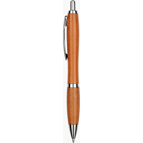 Kugelschreiber Shanghai , Promo Effects, orange, Weizenstroh, Kunststoff, Metall, 14,00cm (Länge), Bild 2