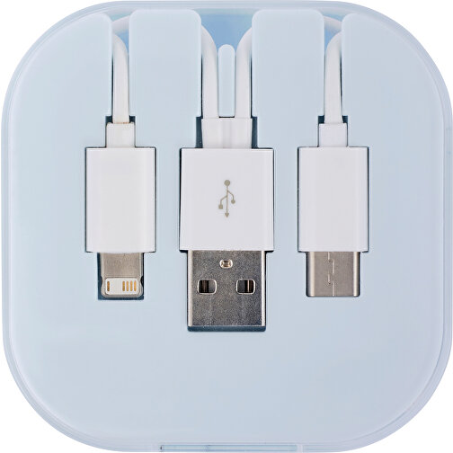 USB Ladekabel-Set 4 In1 Jonas , weiß, ABS, Plastik, PVC, PS, 7,00cm x 1,90cm x 7,00cm (Länge x Höhe x Breite), Bild 2