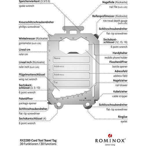 ROMINOX® Card Tool // Travel Tag - 30 Funktionen , Edelstahl, 8,60cm x 0,15cm x 5,40cm (Länge x Höhe x Breite), Bild 8