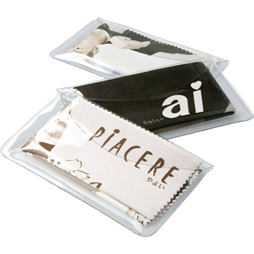 Brillepusseklut - mikrofiberklut 15 x 18 cm, med gjennomsiktig PVC-beskyttelsesetui (med borrelåsspi, Bilde 5