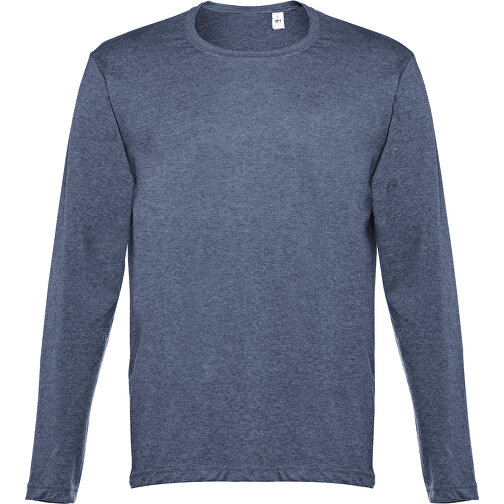 THC BUCHAREST. Herren Langarm T-Shirt , blau melliert, 100% Baumwolle, S, 71,00cm x 50,00cm (Länge x Breite), Bild 1