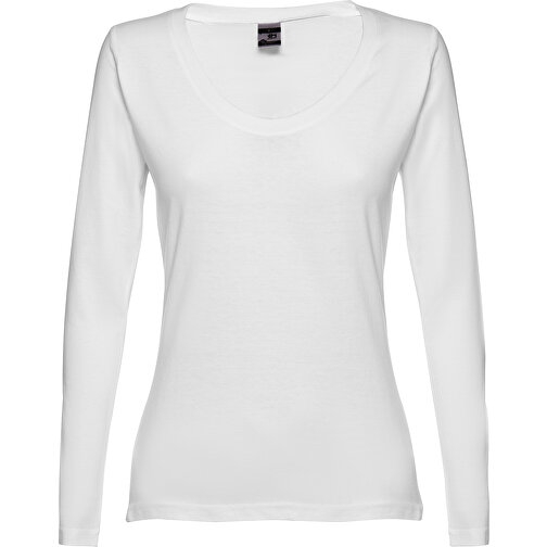 THC BUCHAREST WOMEN WH. Langärmeliges Tailliertes T-Shirt Für Frauen , weiss, 100% Baumwolle, S, 61,00cm x 42,00cm (Länge x Breite), Bild 1