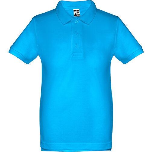 THC ADAM KIDS. Kurzärmeliges Baumwoll-Poloshirt Für Kinder (unisex) , wasserblau, 100% Baumwolle, 10, 59,00cm x 43,00cm (Länge x Breite), Bild 1