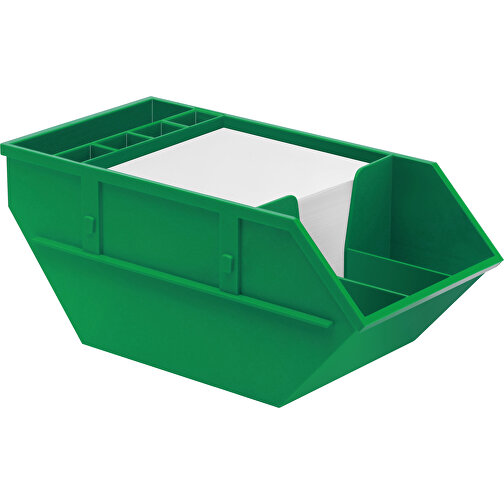 Zettelbox 'Container' , grün, PS+PAP, 21,00cm x 9,00cm x 10,70cm (Länge x Höhe x Breite), Bild 1