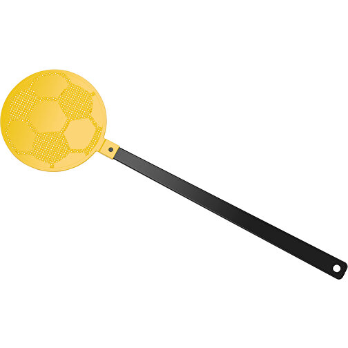 Fliegenklatsche 'Fussball' , schwarz, gelb, PE+PS, 42,30cm x 0,50cm x 11,80cm (Länge x Höhe x Breite), Bild 1