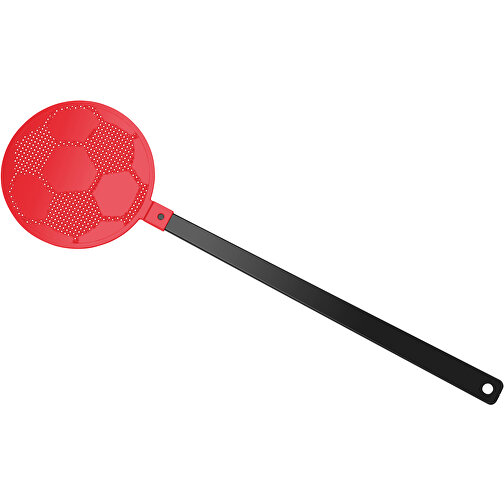 Fliegenklatsche 'Fussball' , schwarz, rot, PE+PS, 42,30cm x 0,50cm x 11,80cm (Länge x Höhe x Breite), Bild 1