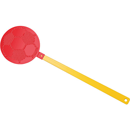 Fliegenklatsche 'Fussball' , gelb, rot, PE+PS, 42,30cm x 0,50cm x 11,80cm (Länge x Höhe x Breite), Bild 1